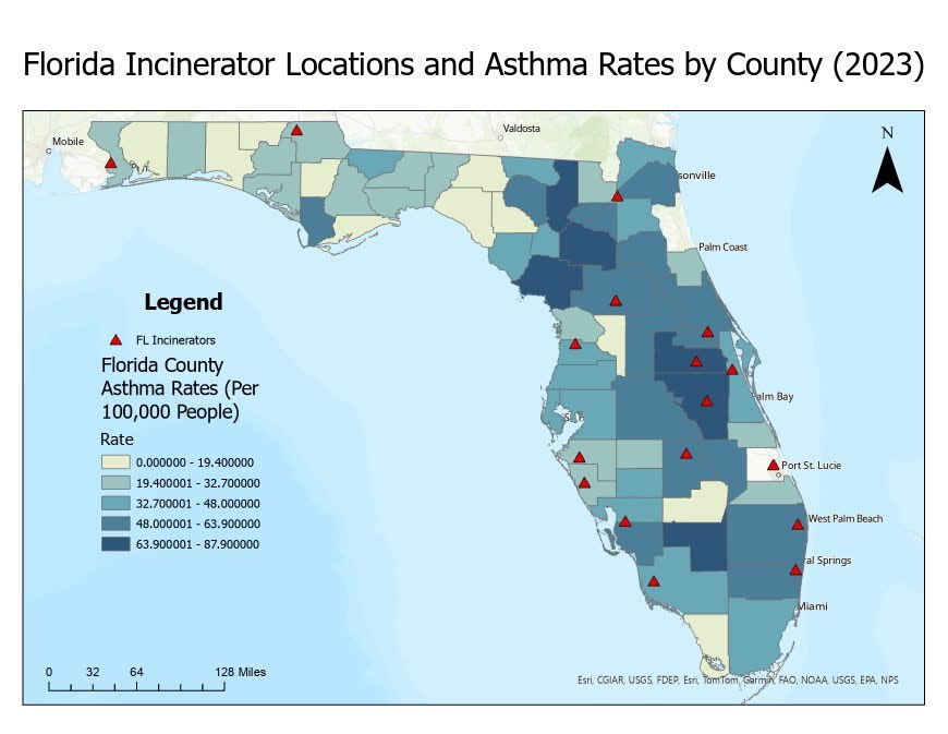 Asthma rates map